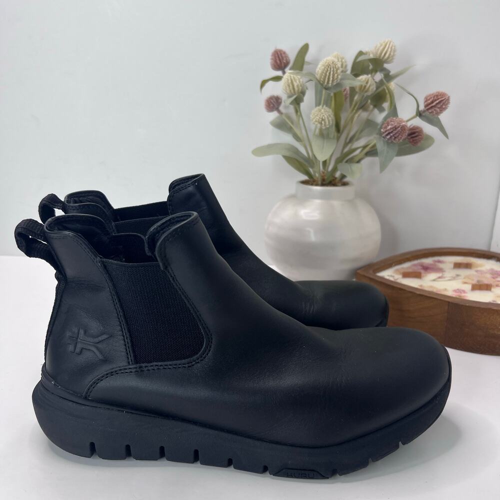 Kuru Flex Astra Arch Support Leather Comfort Boot Jet Black Women 10M Tried On